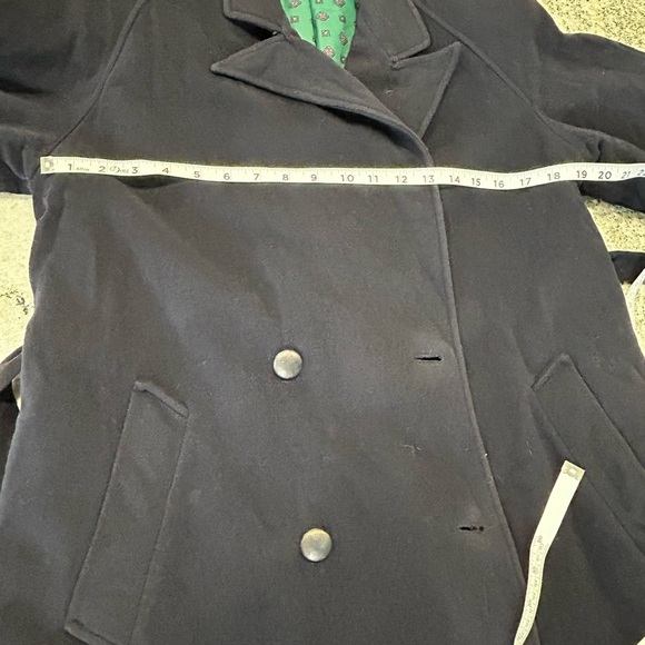 Elegant Navy Blue Belted Coat wool and cashmere, made in Canada - Picture 5 of 14